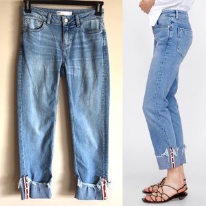 Z1975 ZARA DENIM Distressed Hem Pearl Cuff Jeans